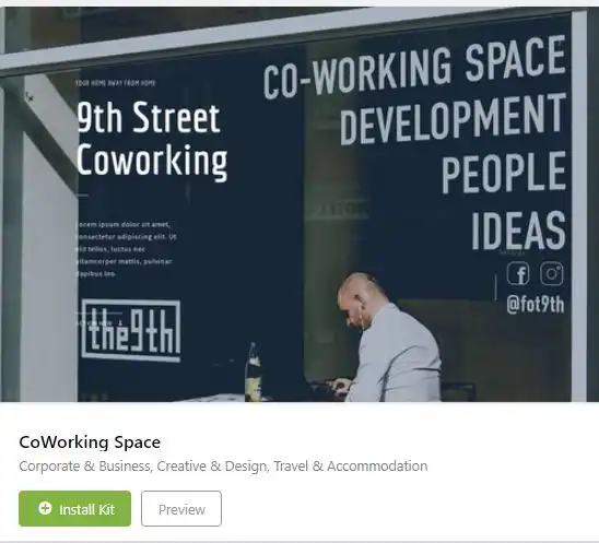 Coworking Space Free WordPress Template for Elementor