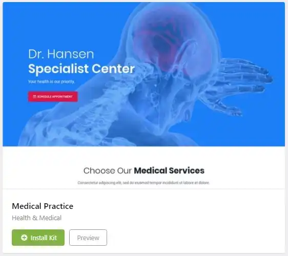 医疗实践教练 Elementor 的免费 WordPress 模板