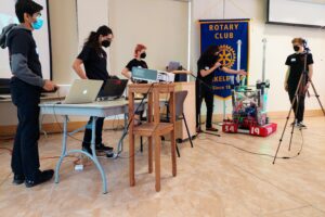 Members from BHS’s robotics team presented SQUID, a tennis-ball lobbing robot, to the Berkeley Rotary Club on April 13.