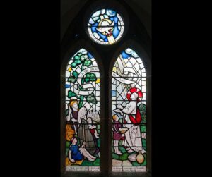 Window at St. Patrick's Church, Ballymena, County Antrim, Northern Ireland, titled “I am the bread of life.” Created by by Harcourt Medhurst Doyle. Photo by Andreas F. Borchert