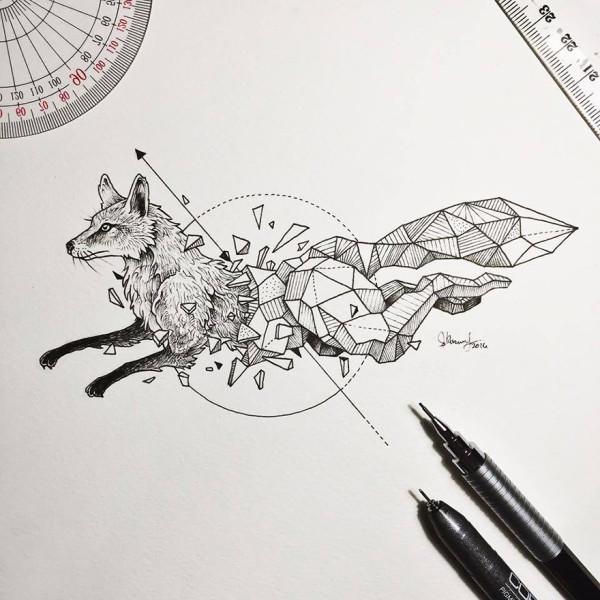 Wild Animals and Geometric Shapes Are Fused Together in Beautiful Drawings