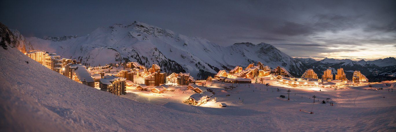 Avoriaz chalets and apartments at night