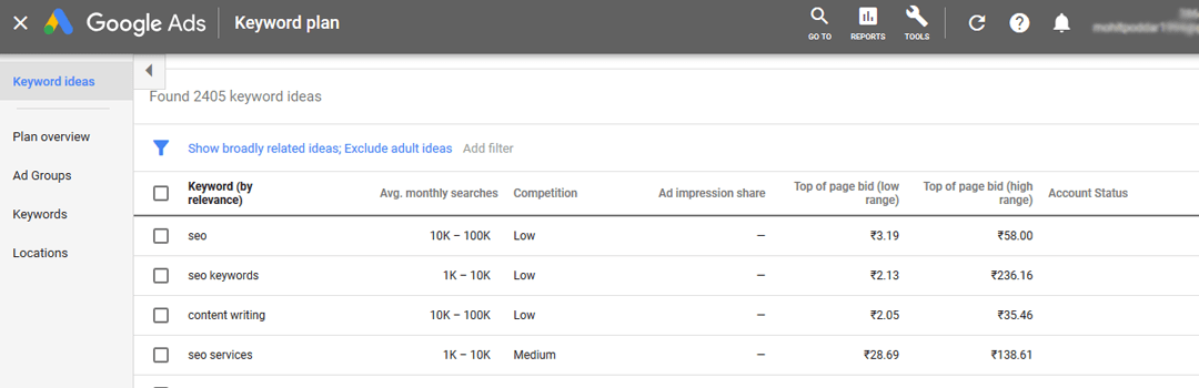 HOW TO DO A KEYWORD RESEARCH ON GOOGLE ADS (ADWORDS) USING KEYWORD PLANNER FOR SEO BASED CONTENT
