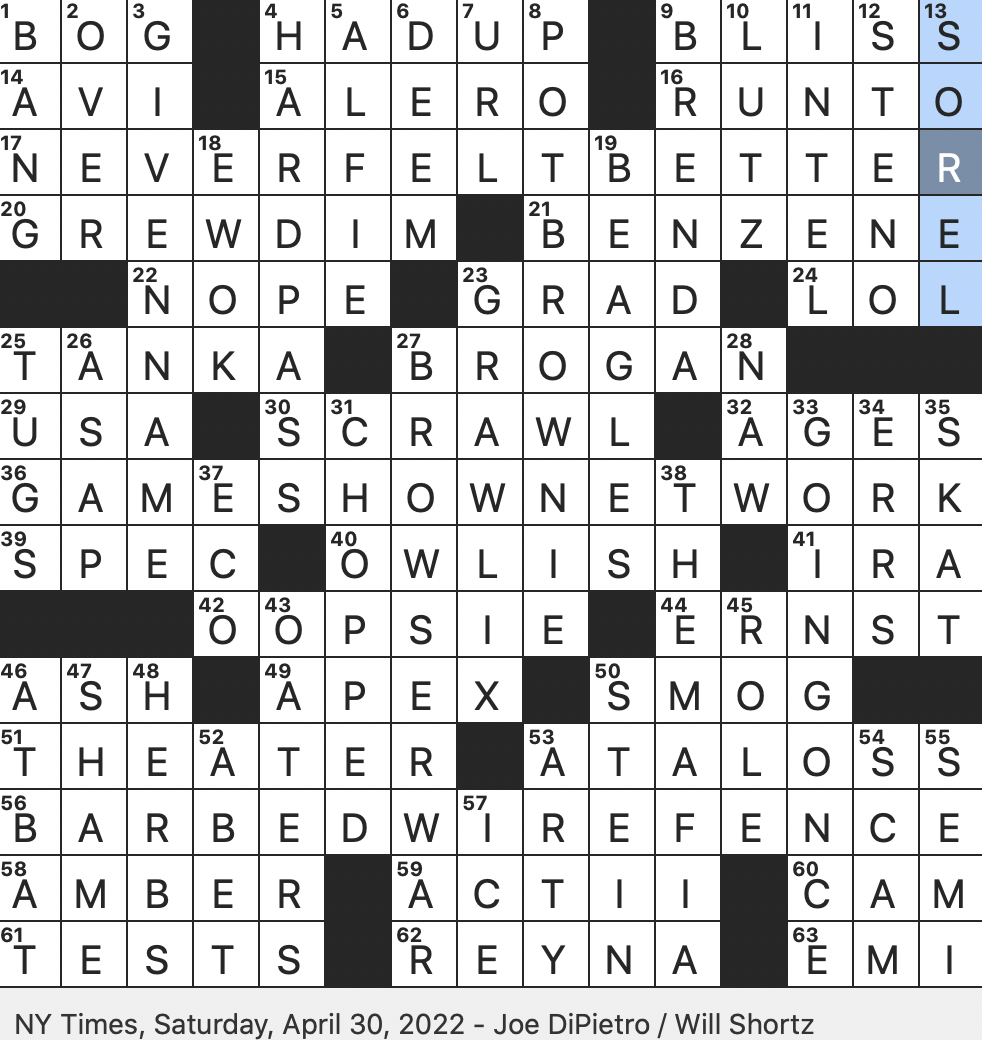 Rex Parker Does The Nyt Crossword Puzzle April 2022