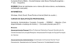 Primeiro Emprego Curriculo De Jovem Aprendiz