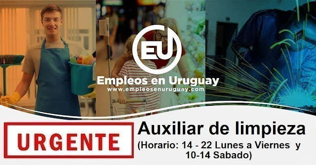 Urgente Auxiliar De Limpieza Horario 14 22 Lunes A Viernes Y 10 14 Sabado Ofertas De Trabajo Vacantes En Uruguay Agosto 2022