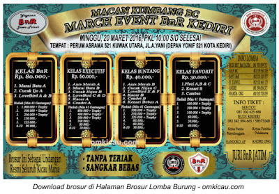 Lomba burung berkicau Macan Kumbang Base Camp dan Bnr Cabang Kediri, 20 maret 2016.
