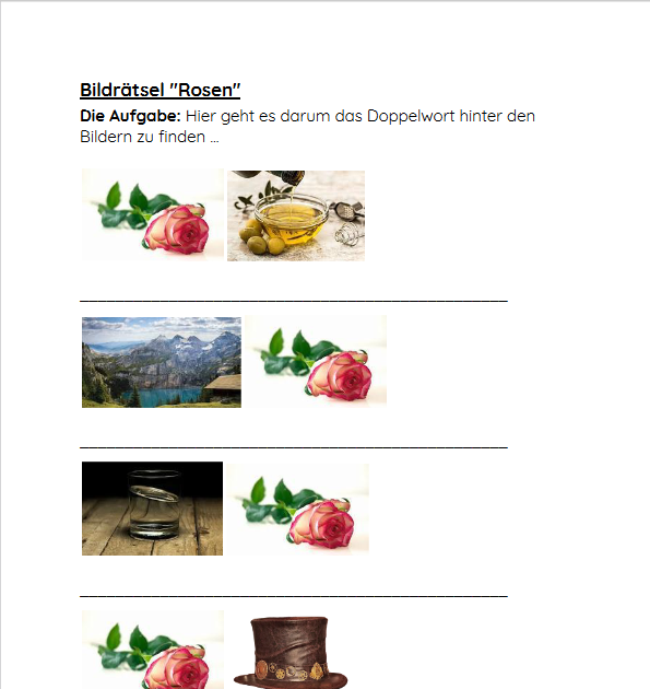 Worterliste Ratsel Wort Rose