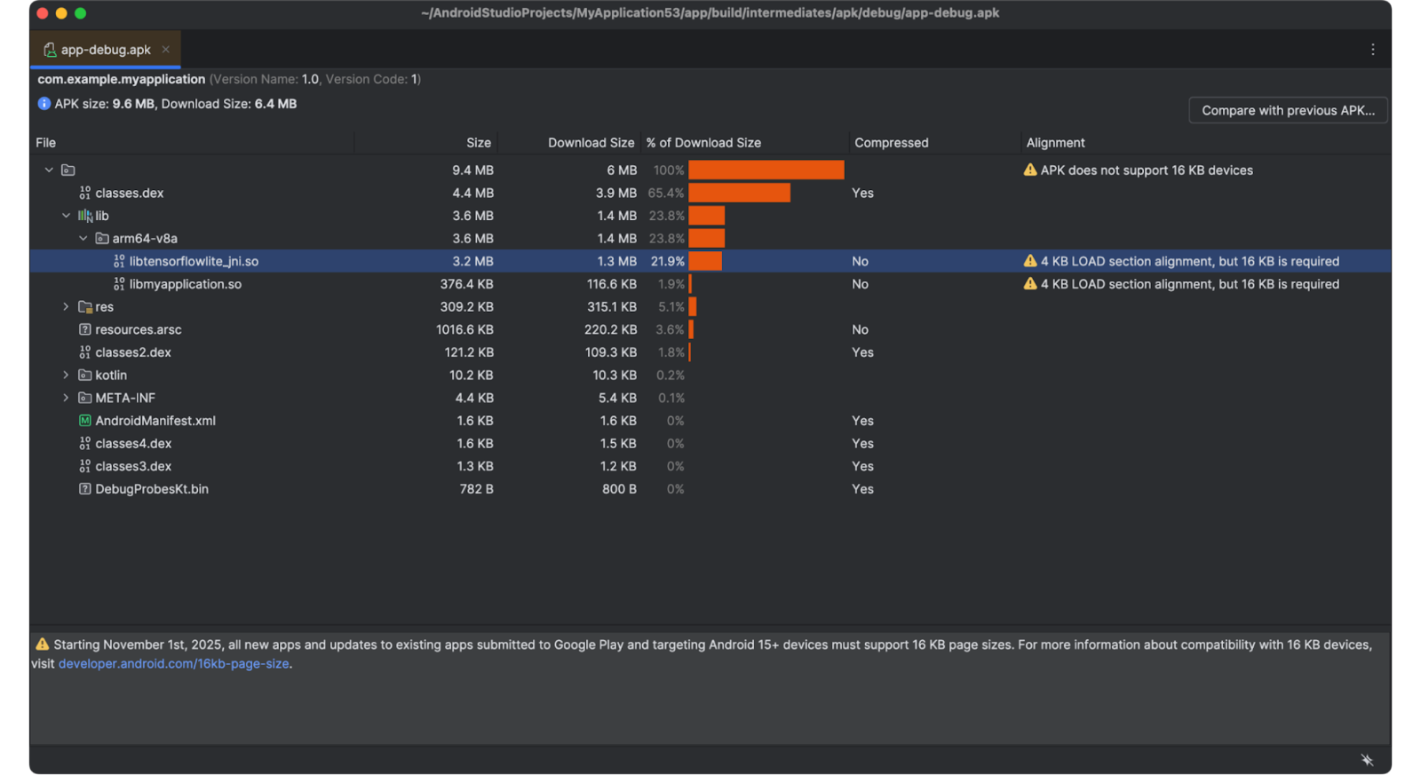 Transition to using 16 KB page sizes for Android apps and games using Android Studio