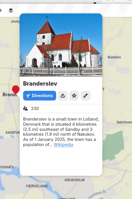 Showing place details for Branderslev