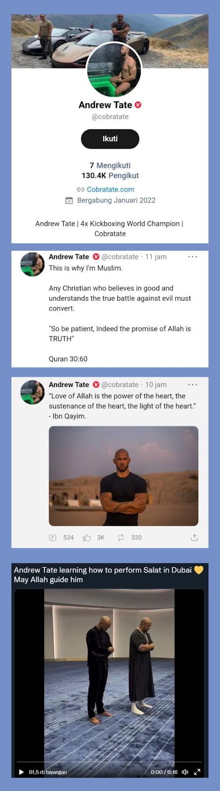 Andrew Tate Mantan Juara Dunia Kickboxer Dan Seorang Publik Figur Internasional Masuk Islam Portal Islam