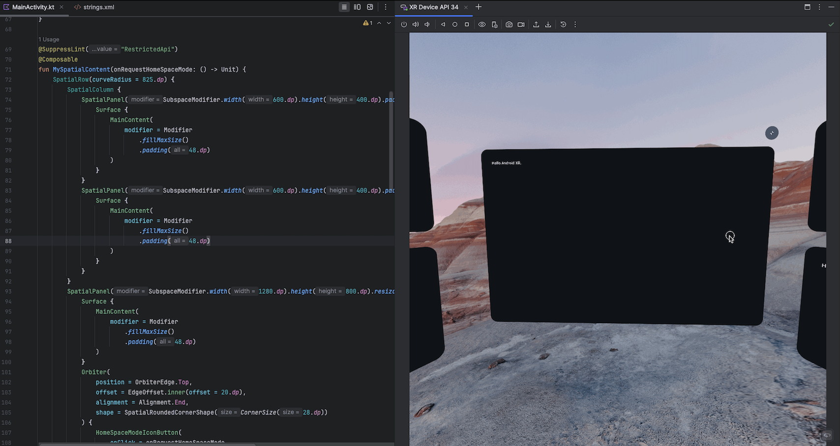 XR Android Emulator in Android Studio