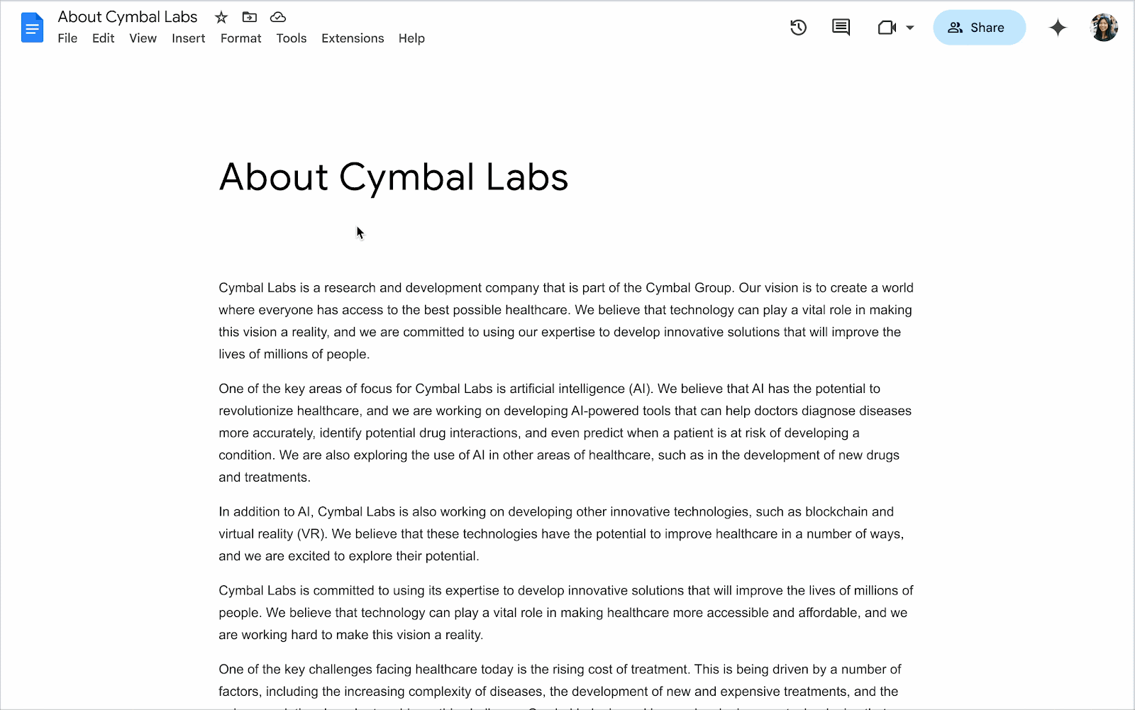 new building block that summarizes content with Gemini in Google Docs