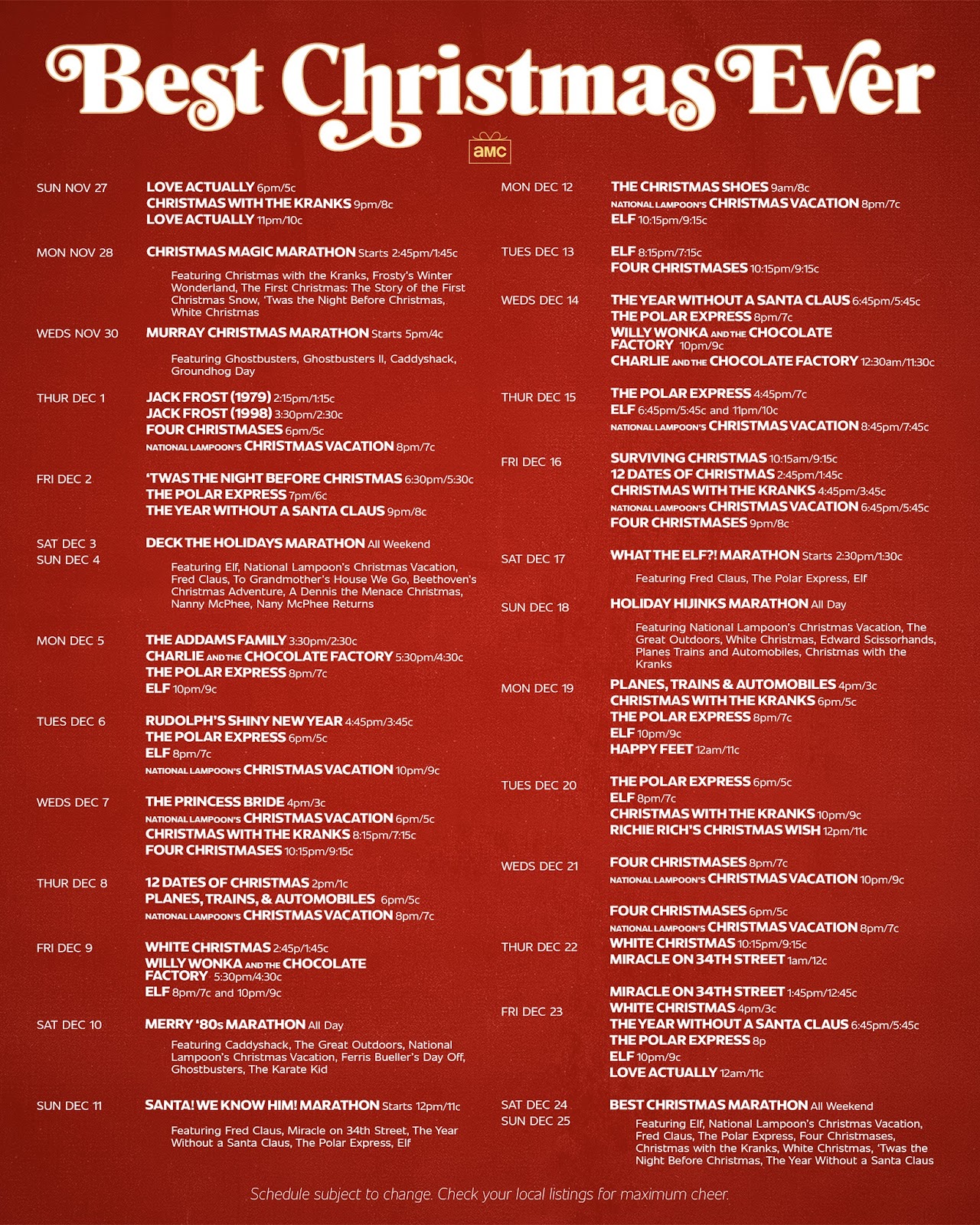 Its A Wonderful Movie Your Guide To Family And Christmas Movies On Tv Amc S Best Christmas Ever 2022 Schedule