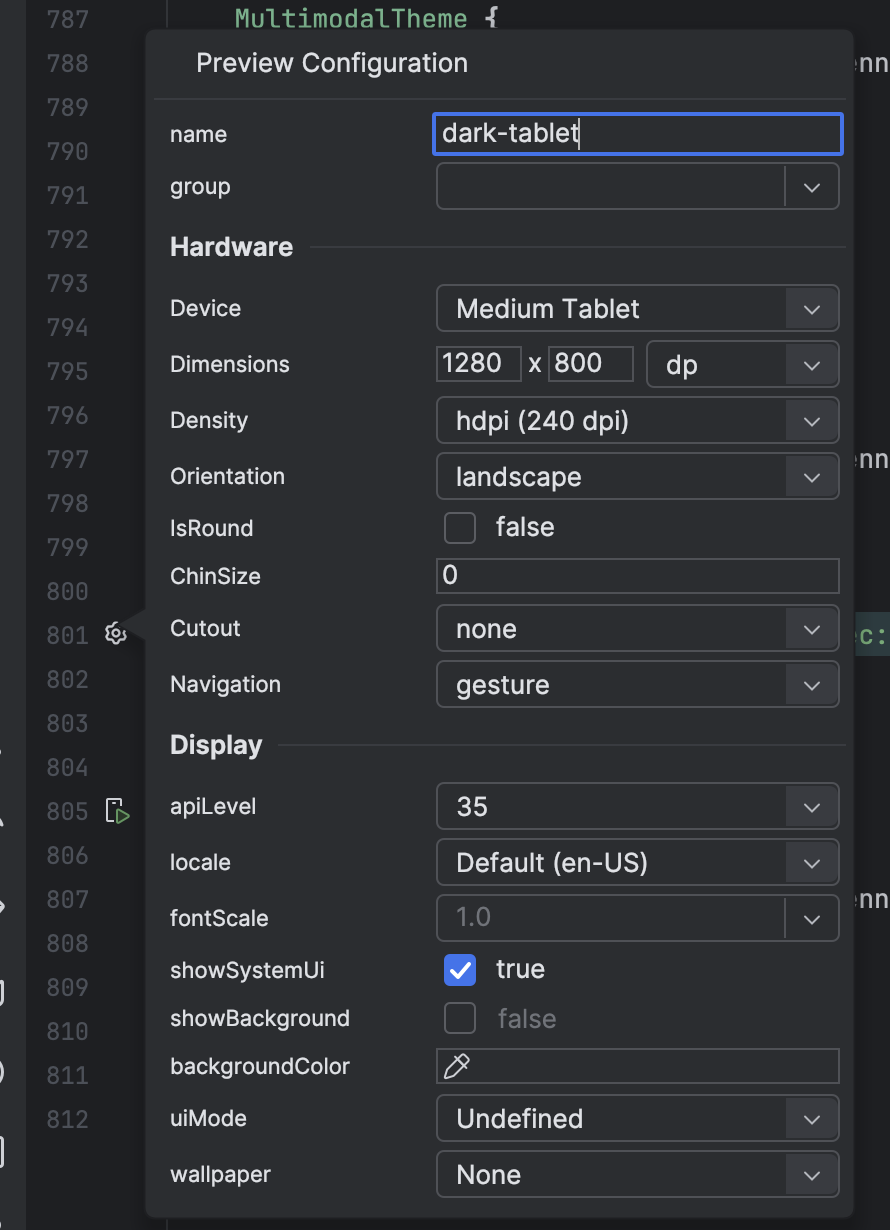 Compose preview picker in Android Studio