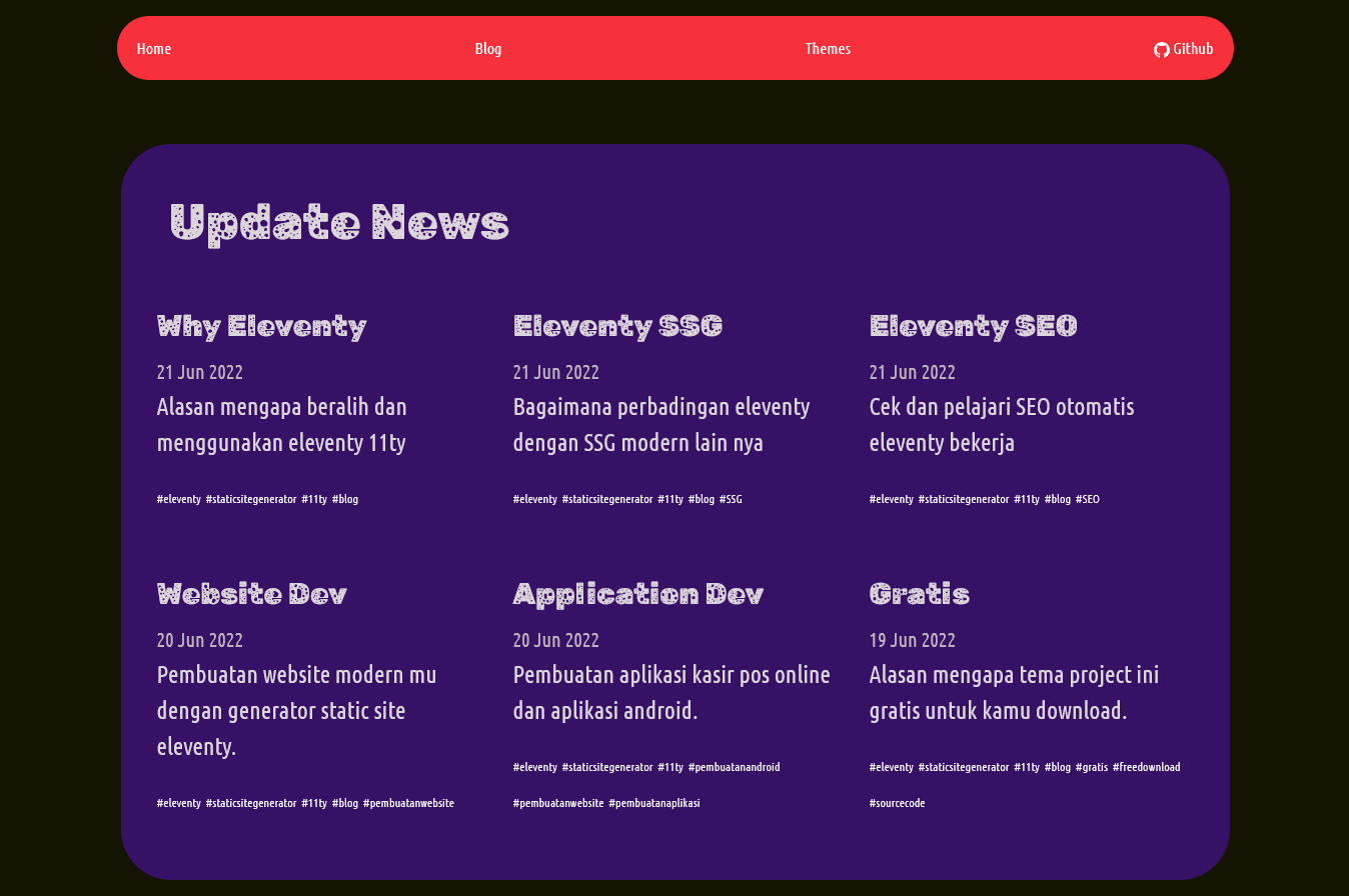 new elventy 11ty modern web static site geenerator free download gratis souce code