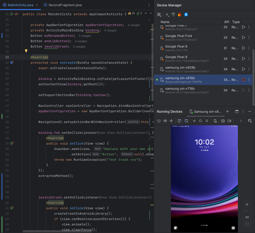 screen grab of Device Streaming in Android Studio