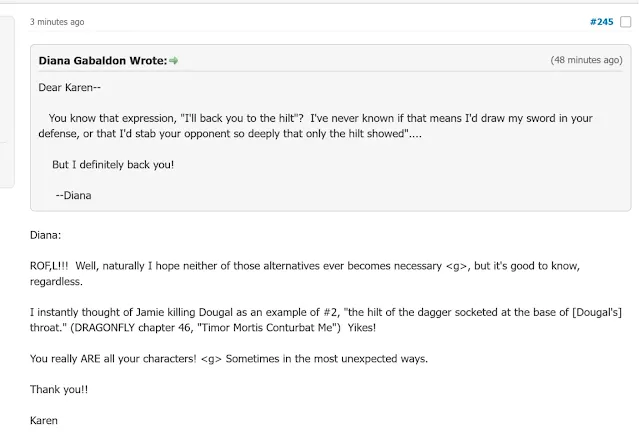 Comment from Diana Gabaldon on TheLitForum