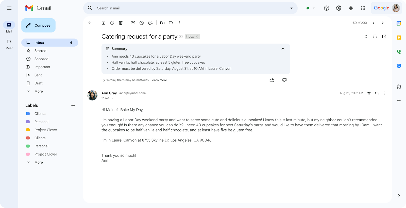 Gemini summary cards now available in Gmail on web