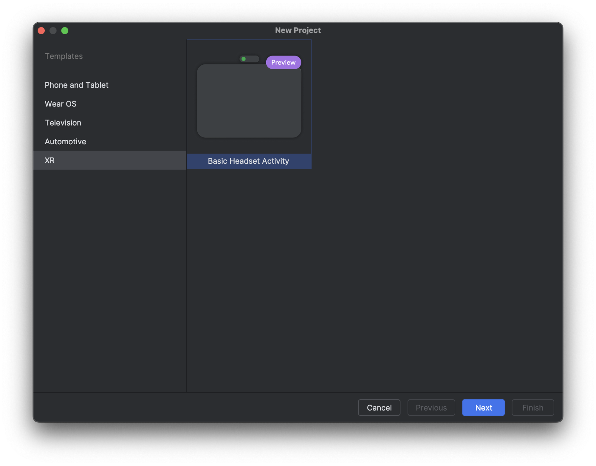 XR Android Emulator in Android Studio