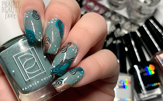 Prairie Beauty Nail Art Smoky Teal Rose Gold Abstract Nails