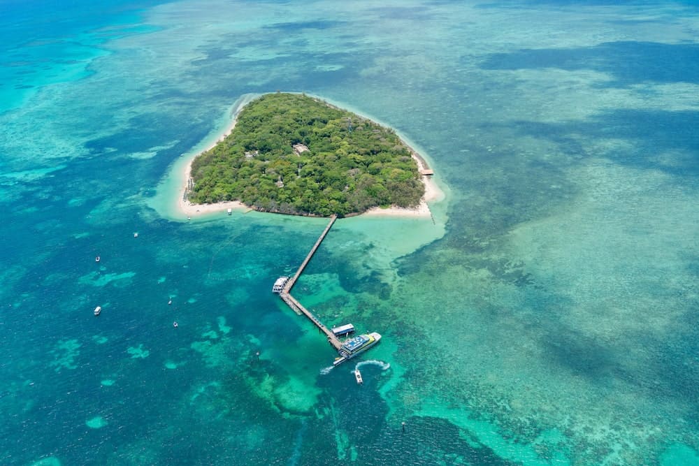 Aerial view of Green Island off Cairns in the Great Barrier Reef Marina Park