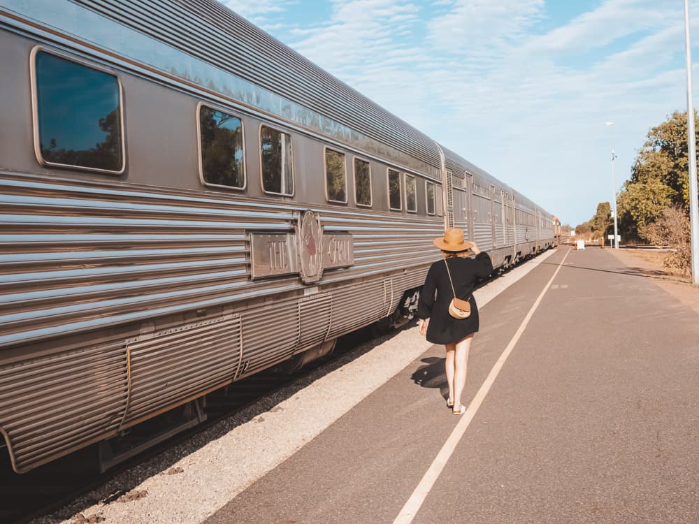 Views of the Ghan train parked at Katherine station