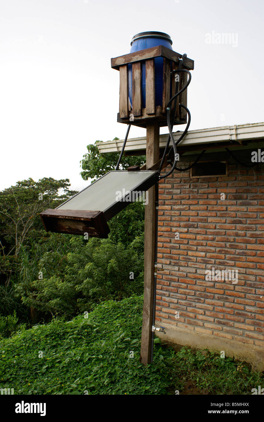 Solar Powered Hot Water Heater Outside A Guest Cabin At Finca