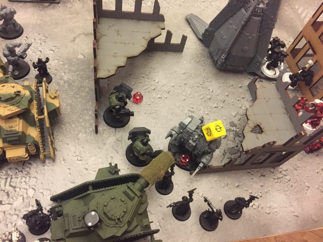The Blood Angels assault the Guard on their right flank