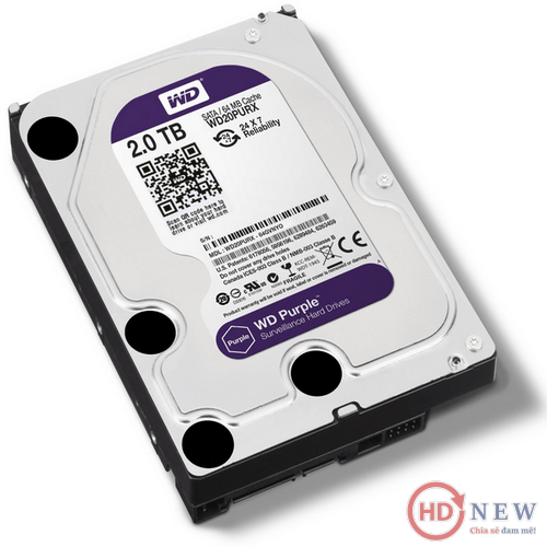 Ổ cứng Western Digital Purple 2TB (WD20PURX) | HDnew CCTV