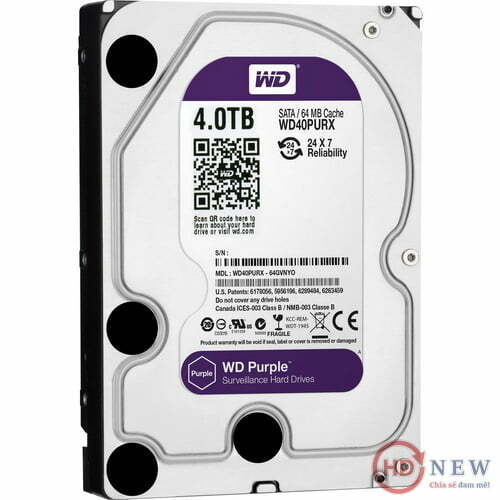 Ổ cứng Western Digital Purple 4TB (WD40PURX) | HDnew CCTV