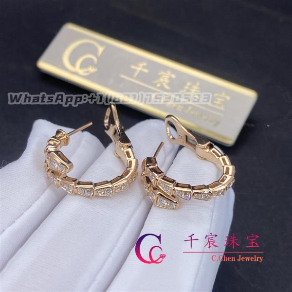 Bulgari Serpenti Viper Rose Gold Earrings Set With Pavé Diamonds 358361