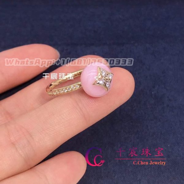 Louis Vuitton Color Blossom Ring Pink Gold and White Gold, Pink Opal And pave diamonds Q9M00F