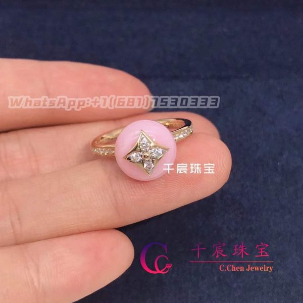 Louis Vuitton Color Blossom Ring Pink Gold and White Gold, Pink Opal And pave diamonds Q9M00F