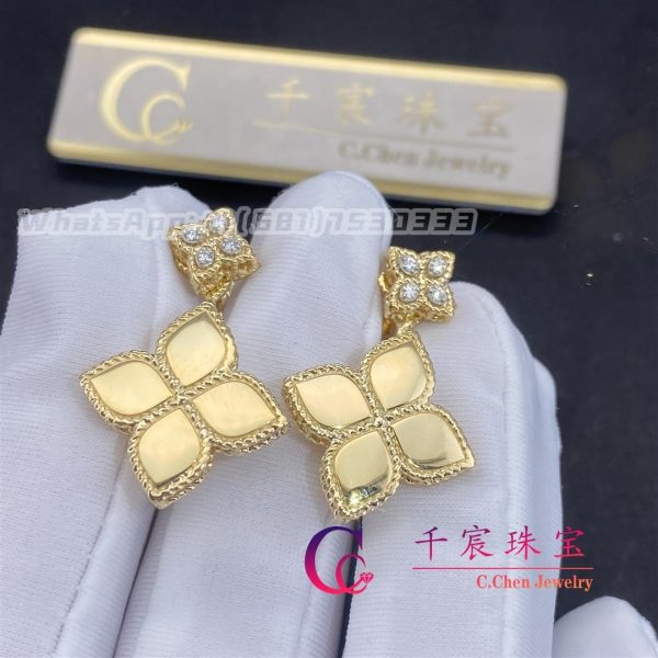 Roberto Coin Princess Flower Earrings Yellow Gold With Diamonds ADR777EA0852