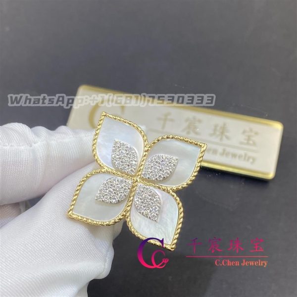 Roberto Coin Princess Flower Ring Yellow Gold Diamonds 35mm