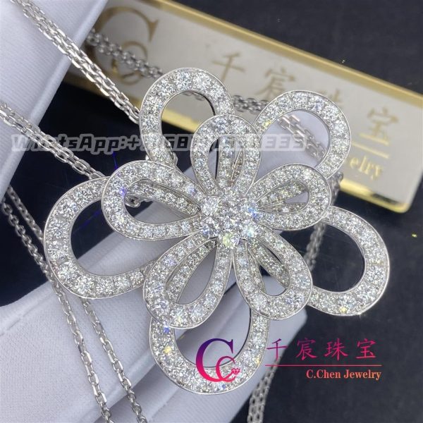 Van Cleef & Arpels Flowerlace Clip And Pendant White Gold Diamond VCARP0I300