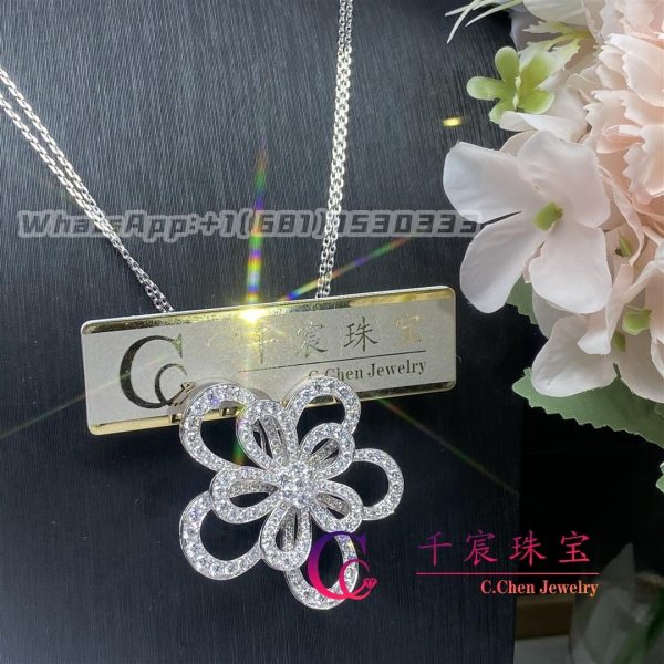 Van Cleef & Arpels Flowerlace Clip And Pendant White Gold Diamond VCARP0I300