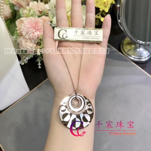 Bulgari 18k Rose Gold Diamonds Intarsio Necklace CL855753