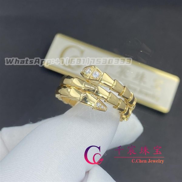 Bulgari Serpenti Viper Yellow Gold Two-Coil Ring Set With Demi-Pavé Diamonds 357879