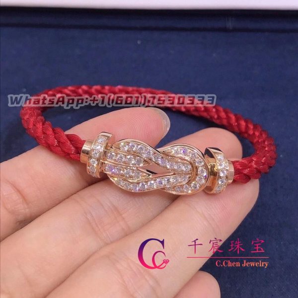 Fred Chance Infinie Bracelet Pink Gold and Diamonds Large Model Red Cable 0B0102-6B0217