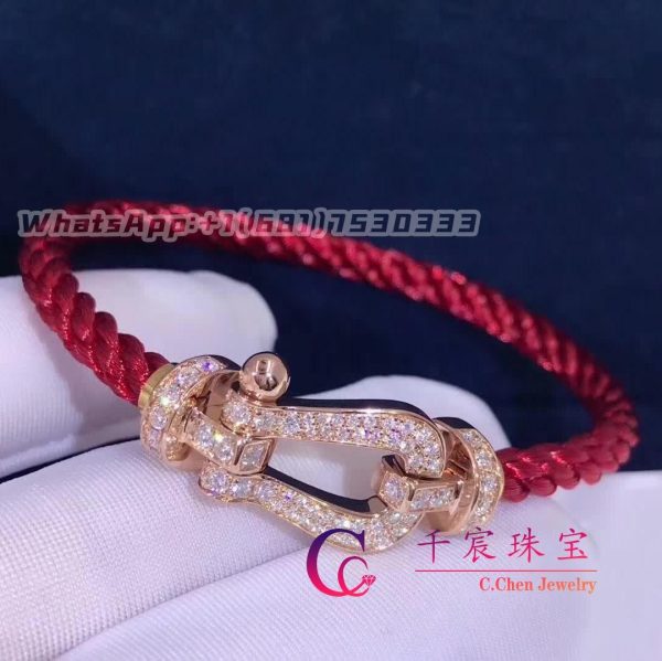 Fred Force 10 Bracelet pink gold and diamonds large model Red Cable 0B0049-6B0217