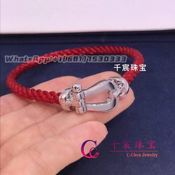 Fred Force 10 Bracelet White Gold Large Model and Red Cable 0B0005-6B0156
