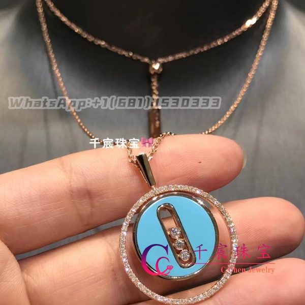 Messika Lucky Move MM Pink Gold Turquoise For Her Diamond Necklace 10836-PG