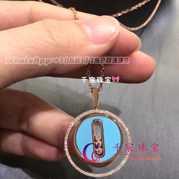 Messika Lucky Move MM Pink Gold Turquoise For Her Diamond Necklace 10836-PG