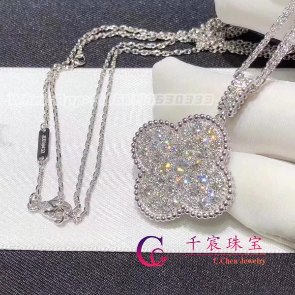 Van Cleef & Arpels Magic Alhambra Long Necklace White Gold And Diamonds VCARO49O00