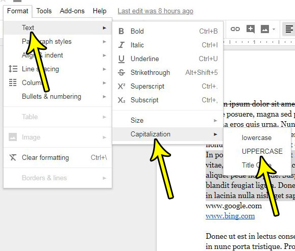How To Make All Letters Uppercase In Google Docs
