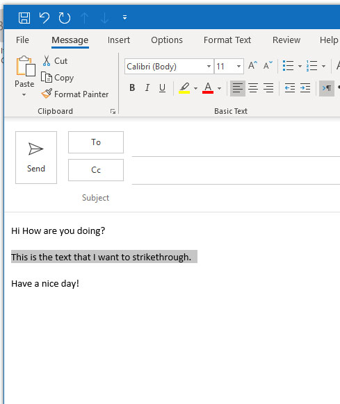 How To Strike Through Text In Outlook Email