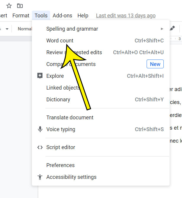 how to check word count in excel sheet