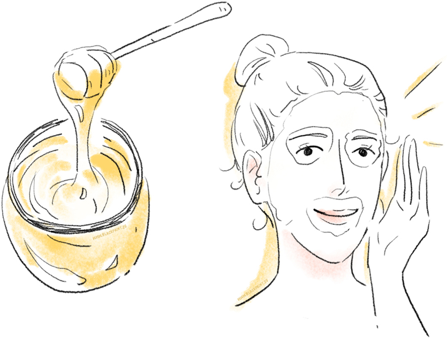 illustration of honey can be used as a facial mask ingredient for brighter skin